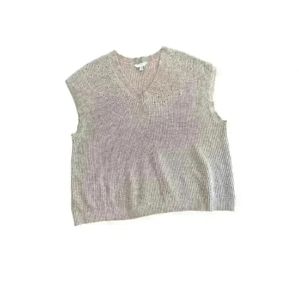 Women's Neutral Tan Pull Over Sleeveless Knit Vest Size XXXL‎ 22 3XL Vneck Soft